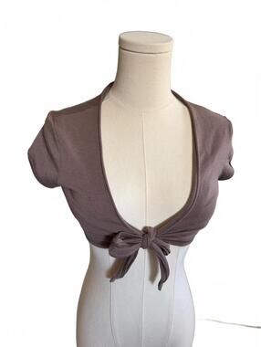 Lucy Brown Cropped Tie-Front Top Size S